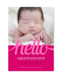 Hello Custom Birth Announcement Card