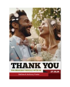 Red Ribbon Customized Thank You Card